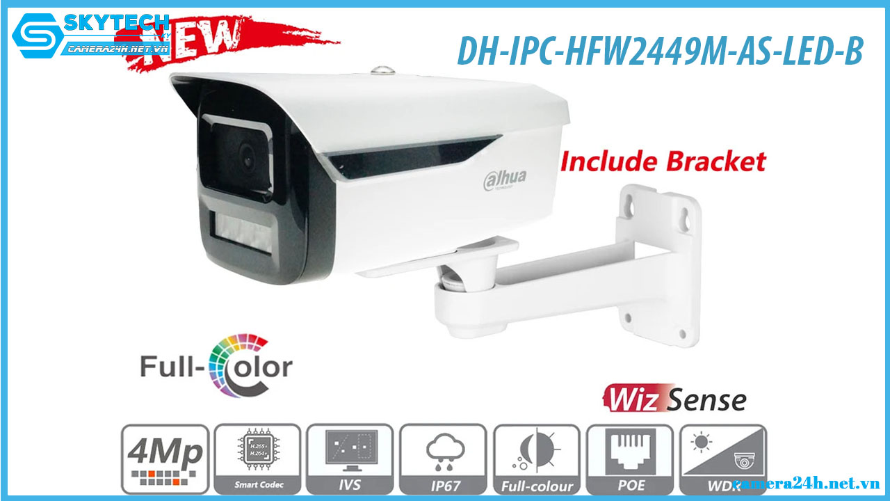 Camera IP Dahua Cố định Ngoài Trời DH-IPC-HFW2449M-AS-LED-B