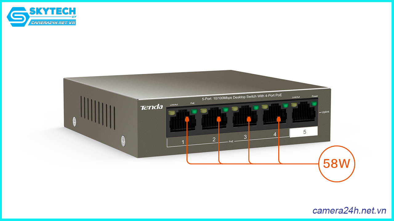switch-poe-tenda-5-port-10-100mbps-tef1105p-4-63w-3