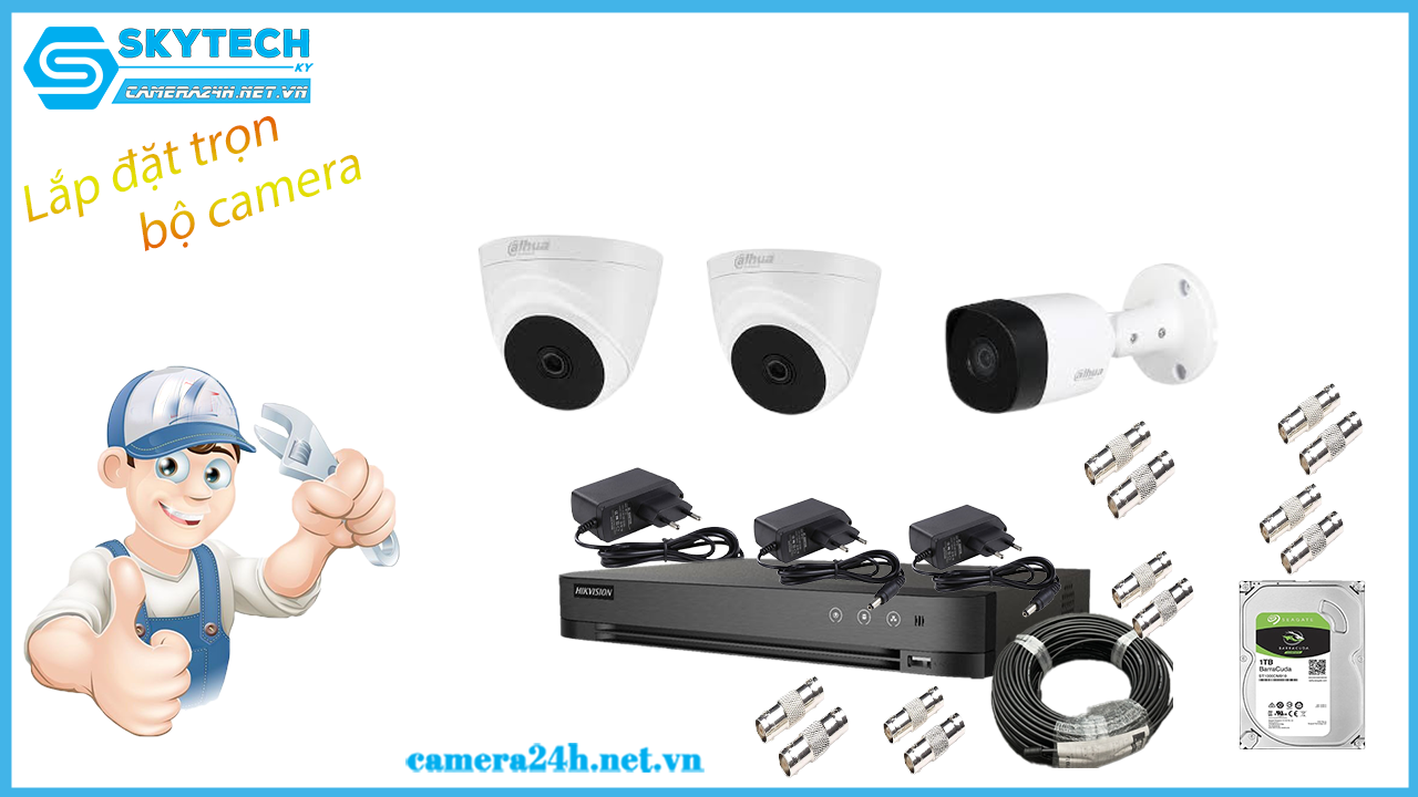 Trọn Bộ Camera Analog Đầu Ghi 3 Mắt Dahua 2.0-2